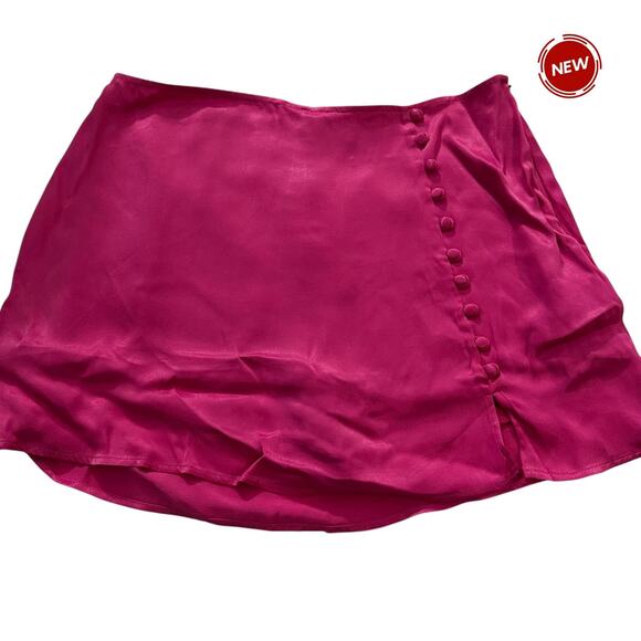 Zara Pink Satin Mini Skort/Skirt Women's Size XL NWT | 23-18-3 - Picture 1 of 6